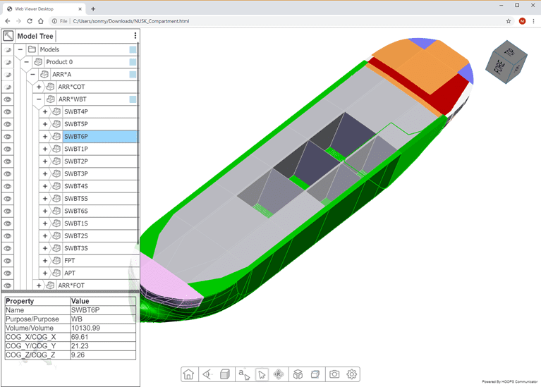 Compartment arrangement export from NAPA Designer