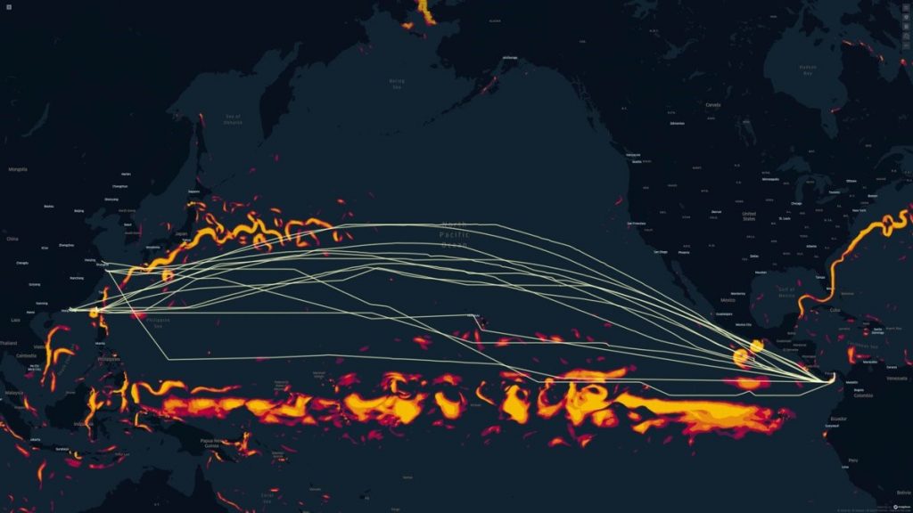 Easbound Pacific routes as sailed