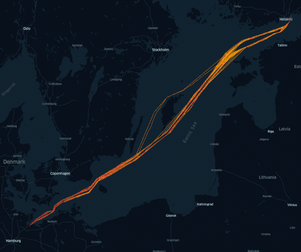 Ferry traffic at Baltic Sea