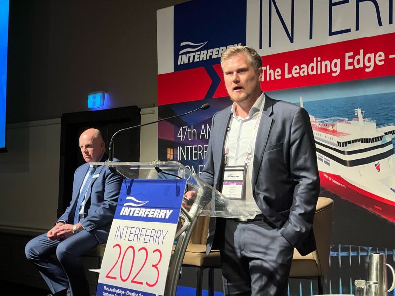 At 47th Interferry Conference 2023, NAPA Account Director for Ferry & RoPax Business, Tuomas Häkkinen, presenting on how the industry can ensure sustainable ferry operations while also prioritizing safety measures.