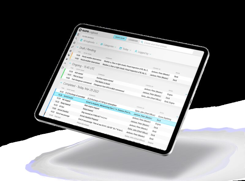 NAPA Logbook mobile app