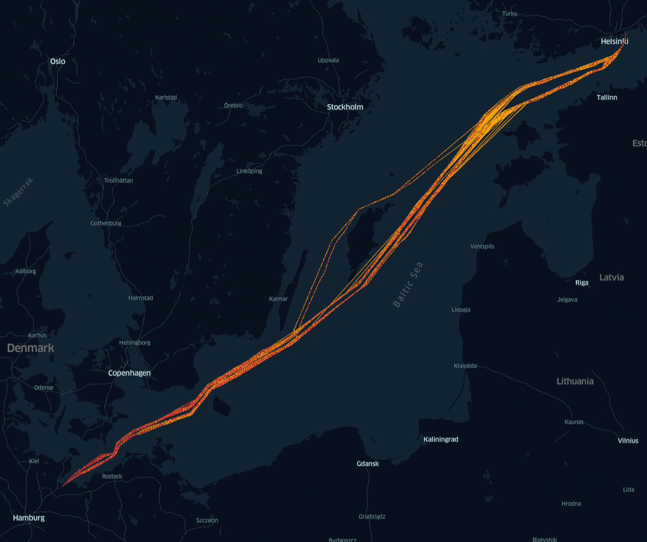 Ferry traffic at Baltic Sea