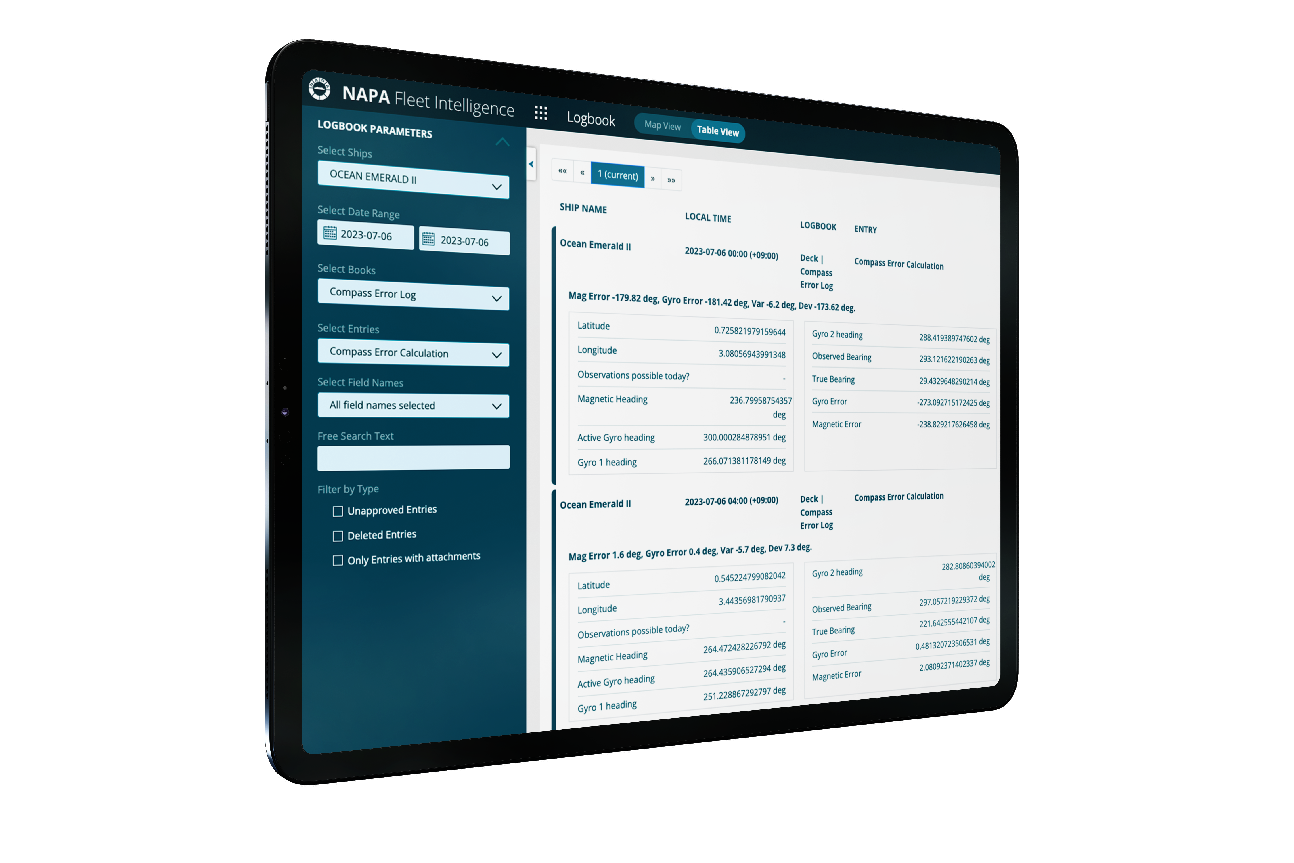 Cruise Fleet Operations Center - NAPA Fleet Intelligence - Logbook