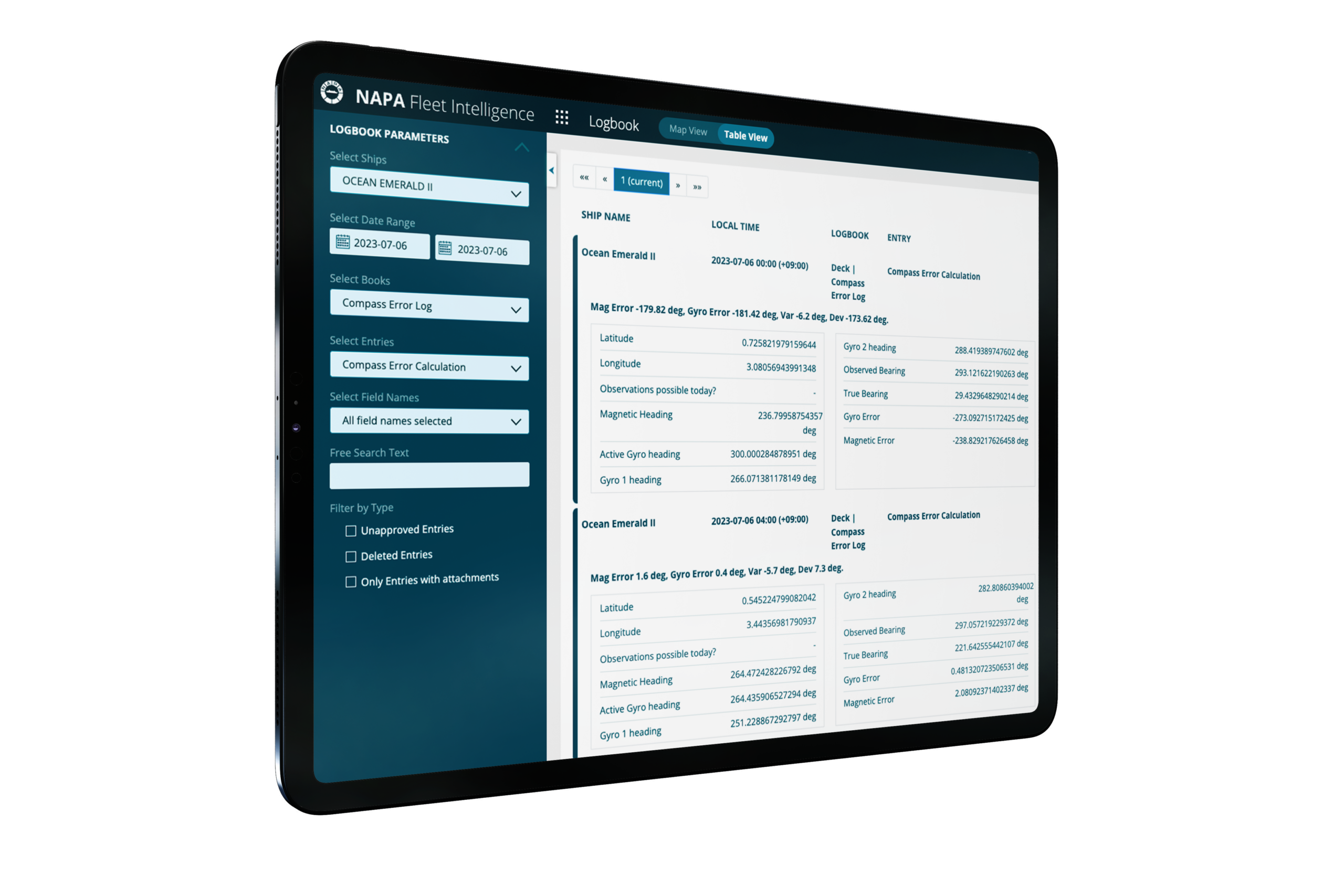 Cruise Fleet Operations Center - NAPA Fleet Intelligence - Logbook