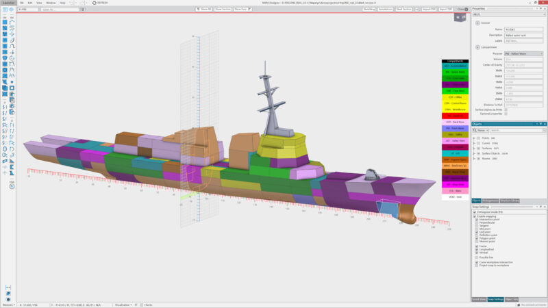Napa frigate: Using the same 3D models of a vessel from ship design to the operational stage ensures data consistency, which is crucial not only for accuracy of data modeling for daily stability management for naval operations, but also for decisions around dry docking, vessel retrofits and more.